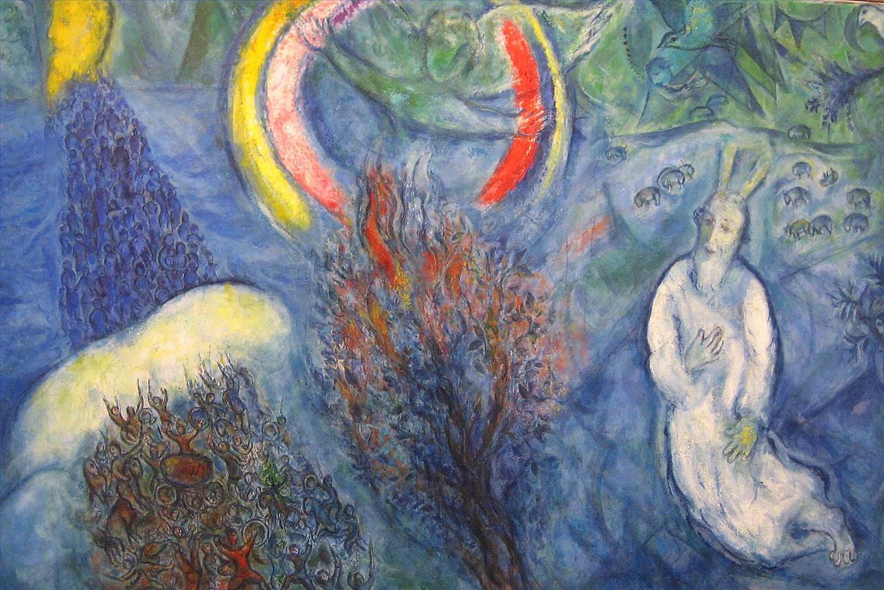 Moïse et le buisson ardent contemporain de Marc Chagall Peintures à l'huile